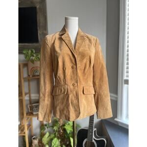 Vintage Y2K Tan Suede Button Front Jacket Size Small